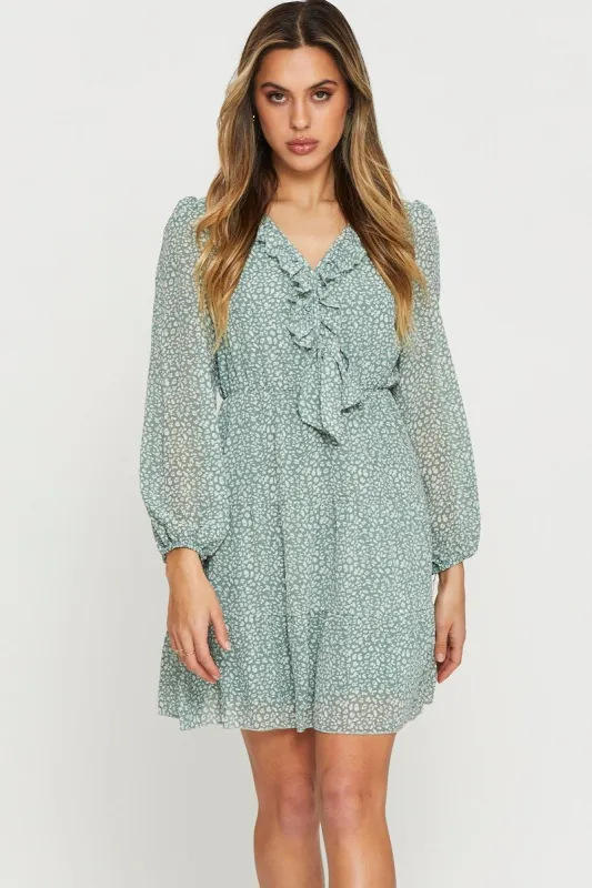 Geo Print Mini Dress Long Sleeve sold by Ally Fashion