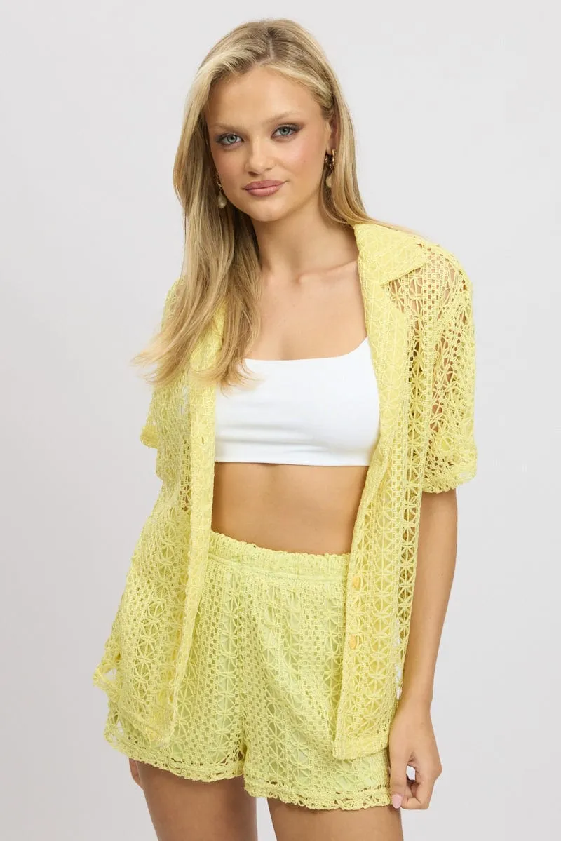 Lime Crochet Collar Cardigan Short Sleeve sold by Ally Fashion product image thumbnail 3