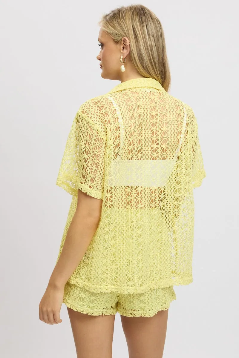 Lime Crochet Collar Cardigan Short Sleeve sold by Ally Fashion product image thumbnail 5