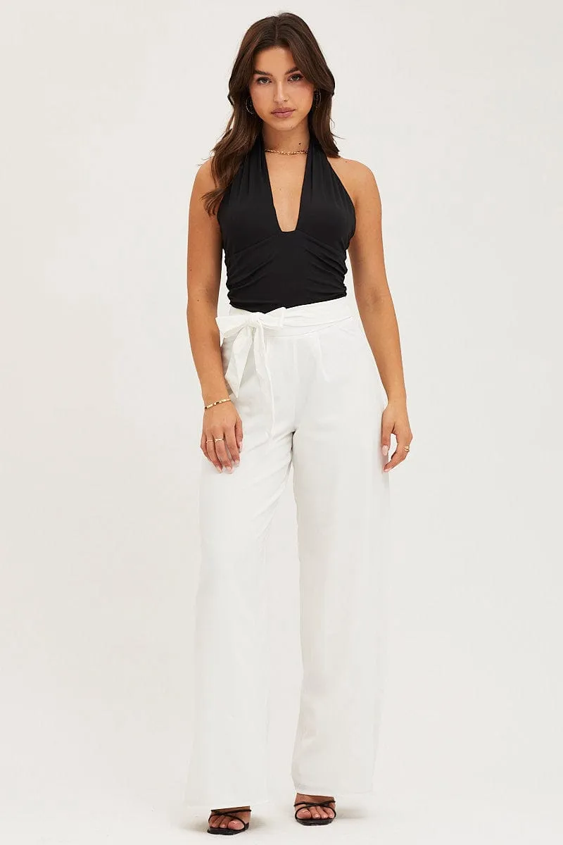White Wide Leg Pants High Rise sold by Ally Fashion product image thumbnail 3
