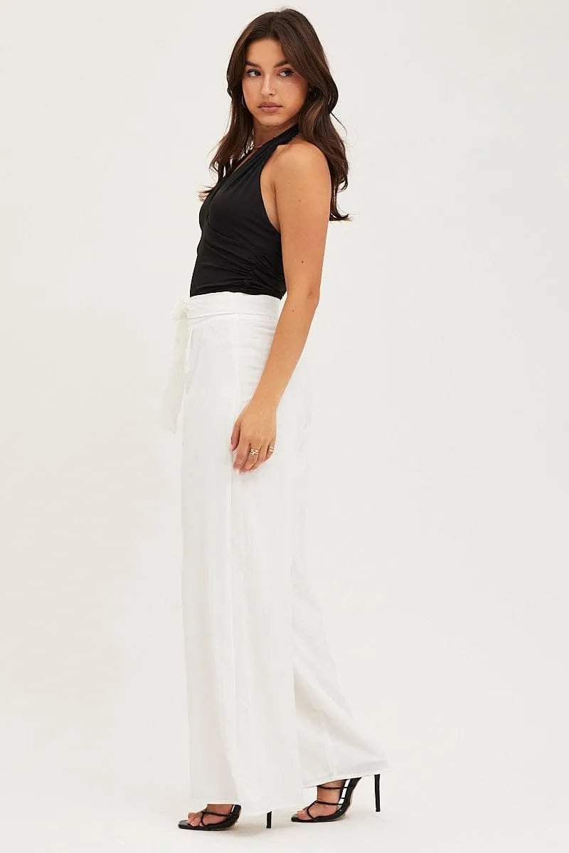 White Wide Leg Pants High Rise sold by Ally Fashion product image thumbnail 4