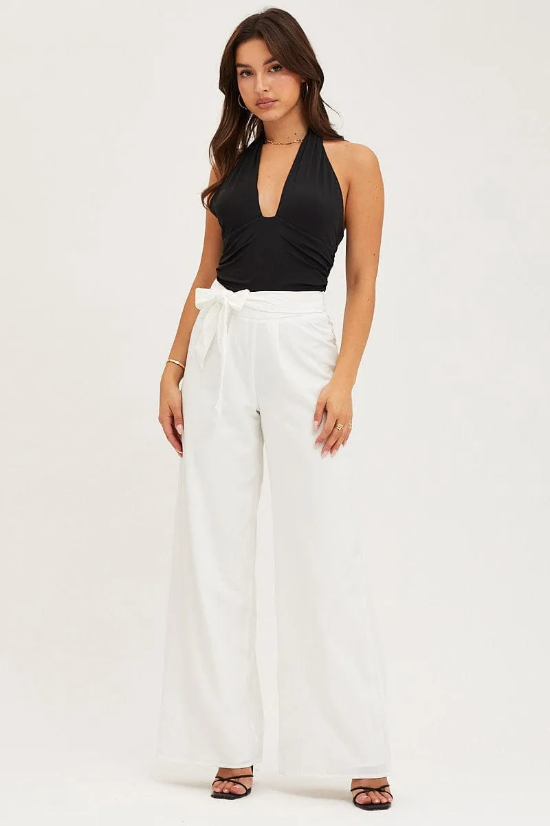White Wide Leg Pants High Rise sold by Ally Fashion