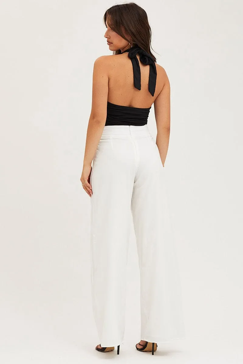 White Wide Leg Pants High Rise sold by Ally Fashion product image thumbnail 5