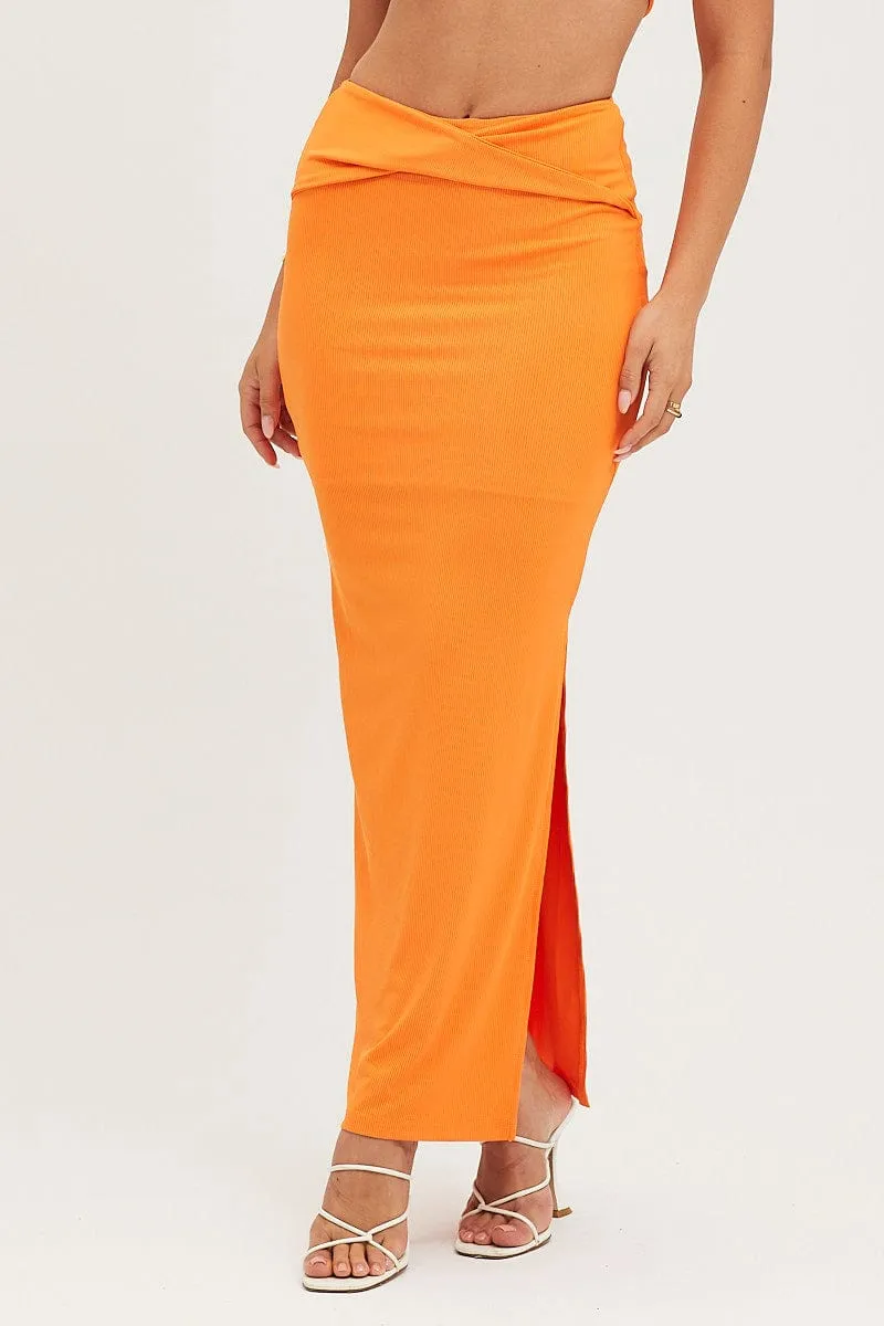 Orange Maxi Skirt High Rise sold by Ally Fashion product image thumbnail 2