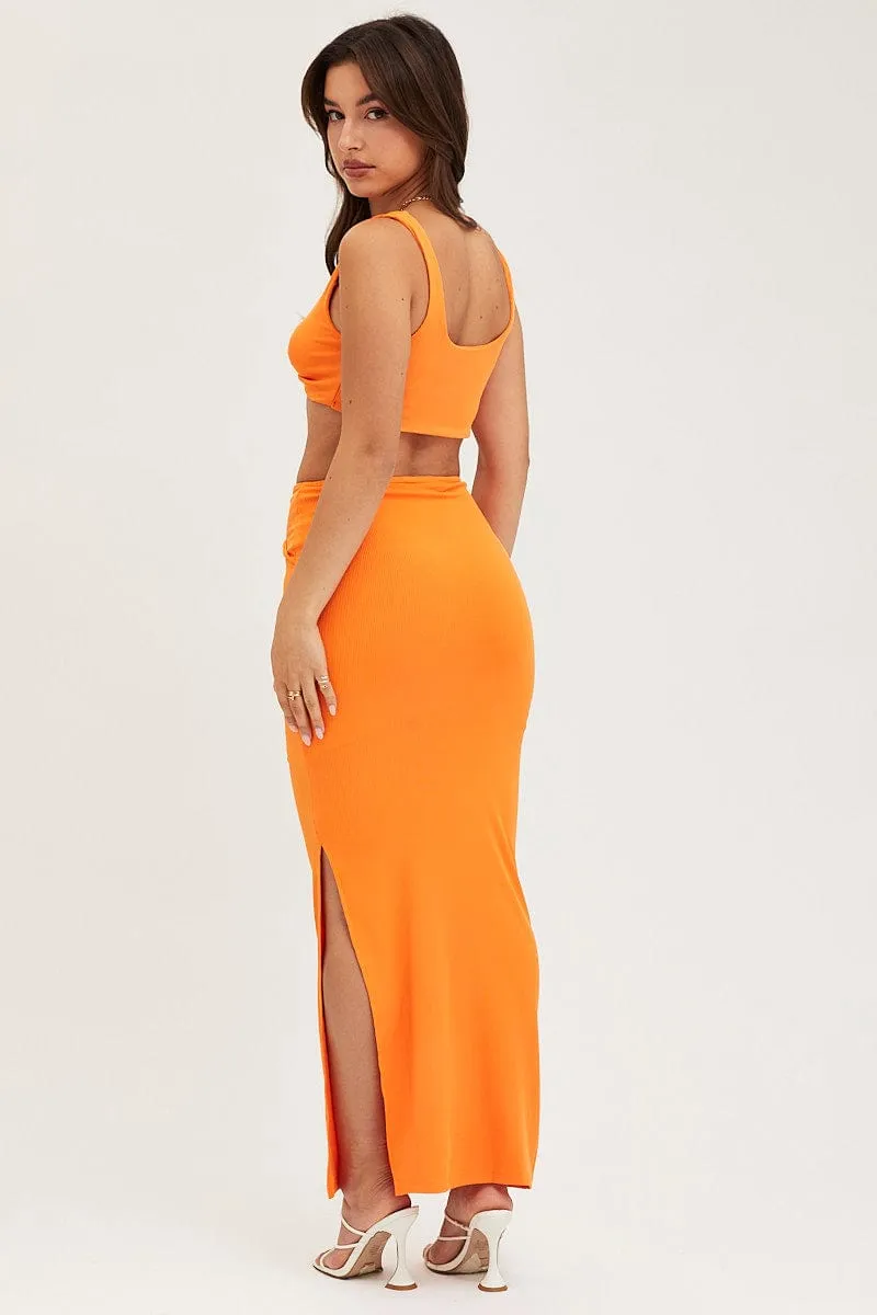 Orange Maxi Skirt High Rise sold by Ally Fashion product image thumbnail 5