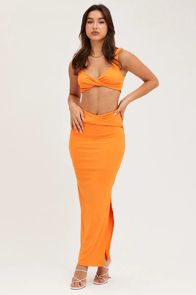 Orange Maxi Skirt High Rise sold by Ally Fashion product image thumbnail 3