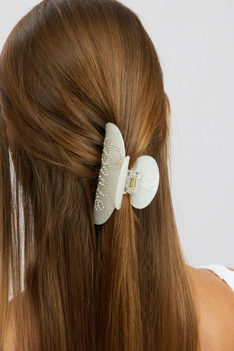 White Bride Claw Clip sold by Ally Fashion