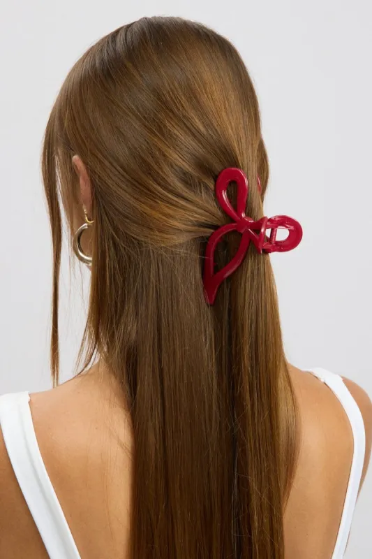 Red Bow Hair Claw Clip sold by Ally Fashion