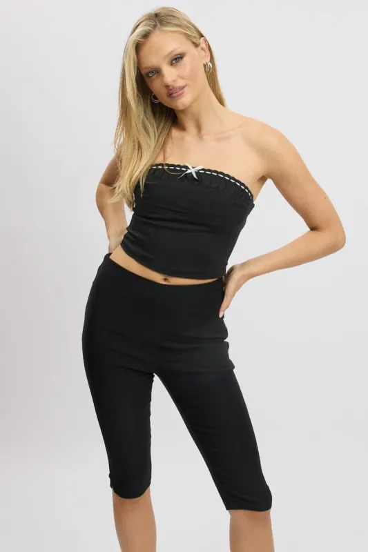 Black Capri Pants High Rise made by Ally Fashion