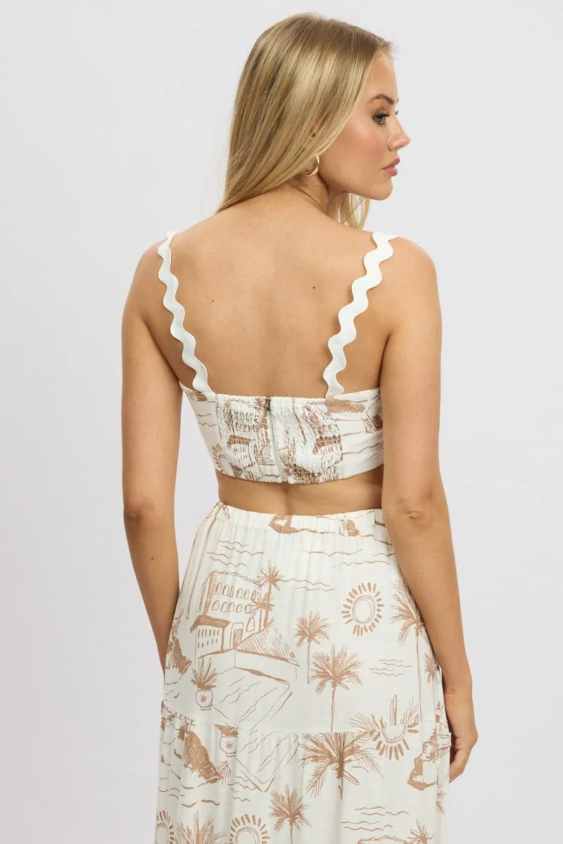 Brown Abstract Crop Top Sleeveless Ric Rac sold by Ally Fashion product image thumbnail 5