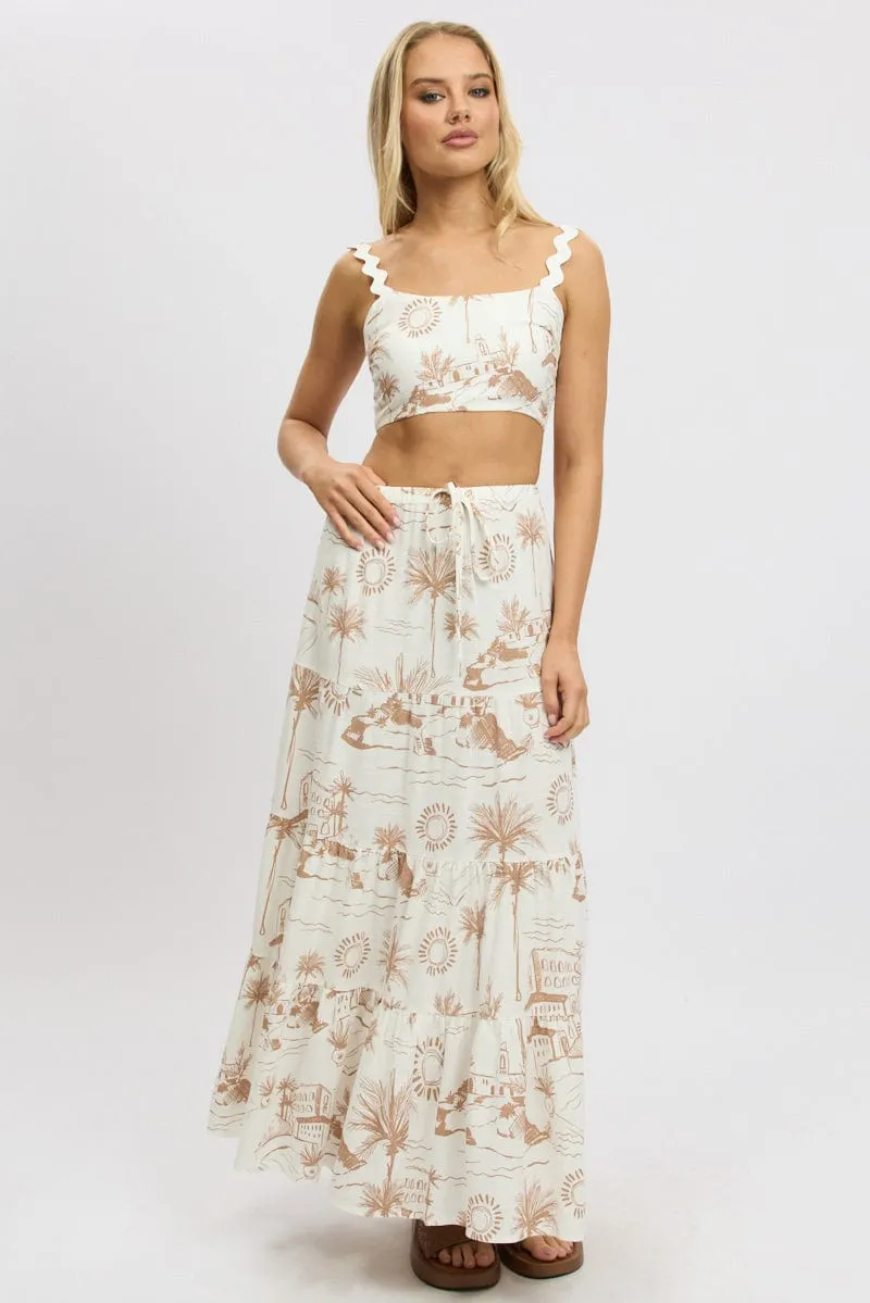 Brown Abstract Crop Top Sleeveless Ric Rac sold by Ally Fashion product image thumbnail 2