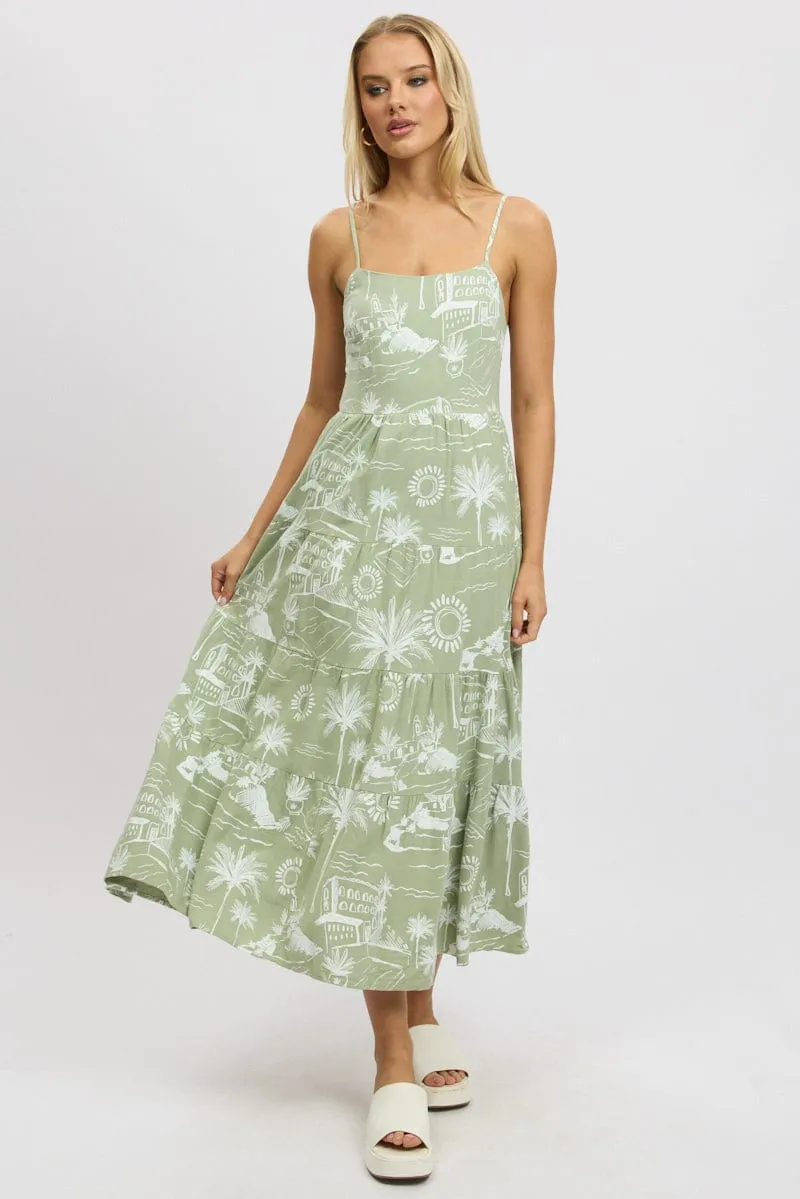 Green Abstract Maxi Dress Tiered Strappy sold by Ally Fashion product image thumbnail 3