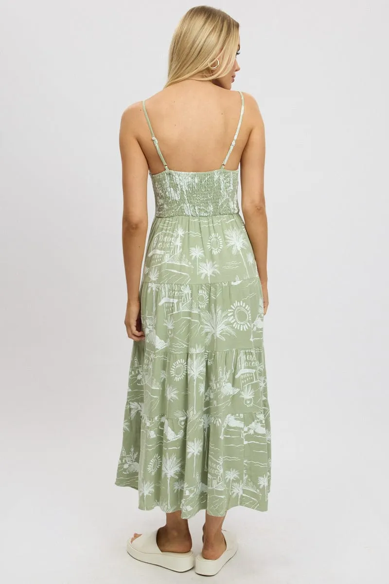Green Abstract Maxi Dress Tiered Strappy sold by Ally Fashion product image thumbnail 5