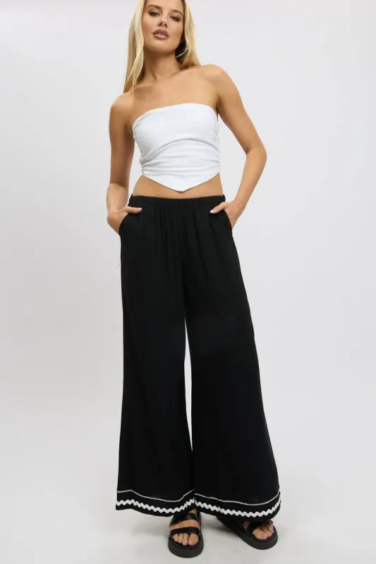 Black Wide Leg Pants High Rise sold by Ally Fashion