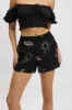 Black Abstract Relaxed Shorts High Rise sold by Ally Fashion