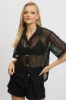 Black Crochet Collar Cardigan Short Sleeve sold by Ally Fashion