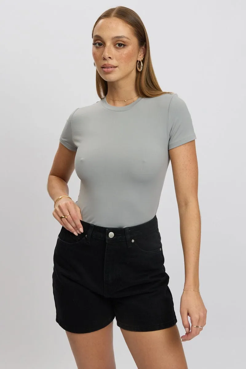 Grey T shirt Short Sleeve Crew Neck Supersoft sold by Ally Fashion