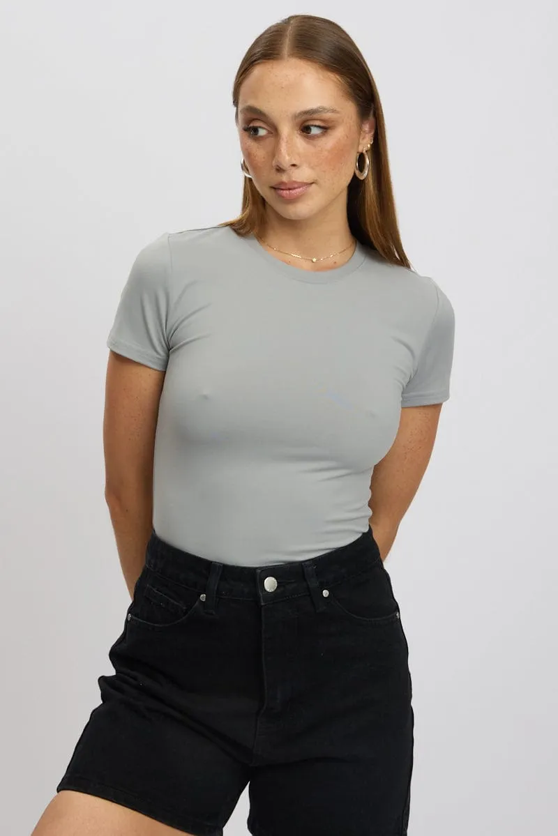 Grey T shirt Short Sleeve Crew Neck Supersoft sold by Ally Fashion product image thumbnail 3