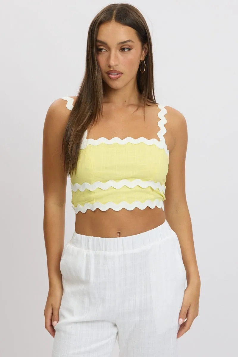 Yellow Crop Top Sleeveless Shirred Back sold by Ally Fashion product image thumbnail 3