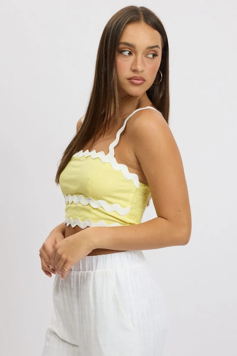 Yellow Crop Top Sleeveless Shirred Back sold by Ally Fashion product image thumbnail 4