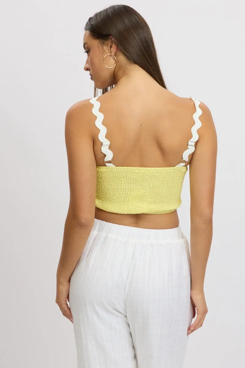 Yellow Crop Top Sleeveless Shirred Back sold by Ally Fashion product image thumbnail 5