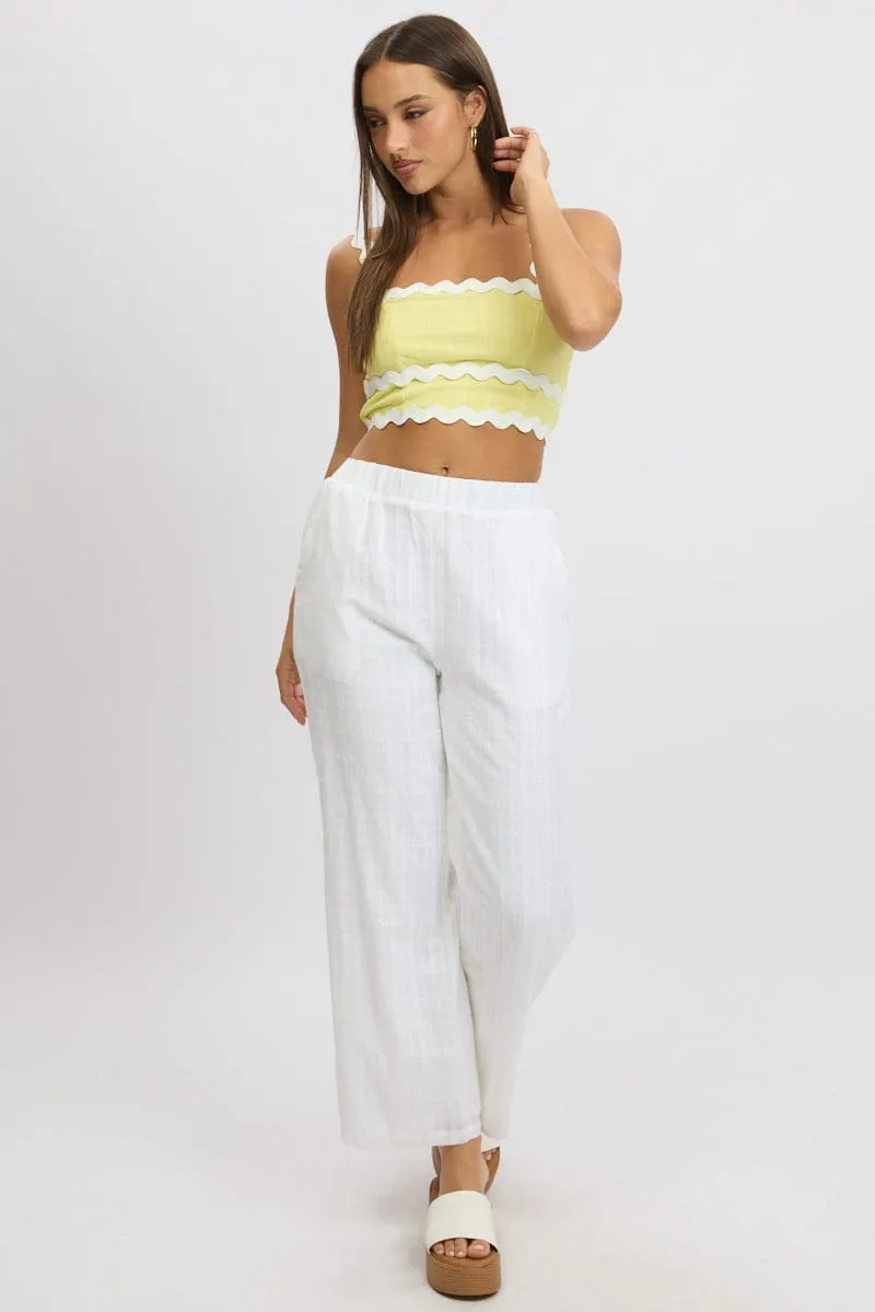 Yellow Crop Top Sleeveless Shirred Back sold by Ally Fashion product image thumbnail 2