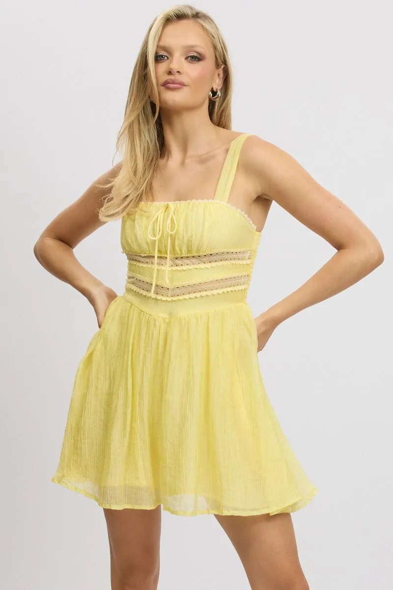 Yellow Fit And Flare Dress Mini sold by Ally Fashion