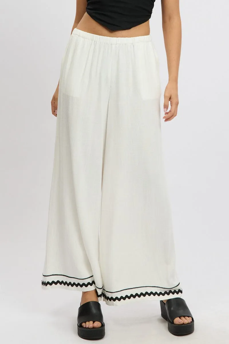 White Wide Leg Pants High Rise sold by Ally Fashion product image thumbnail 3