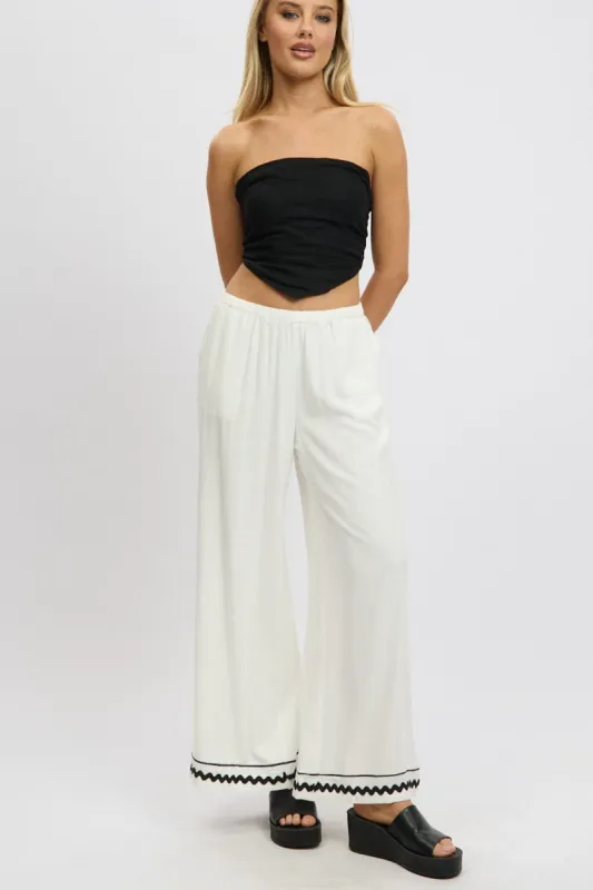 White Wide Leg Pants High Rise sold by Ally Fashion