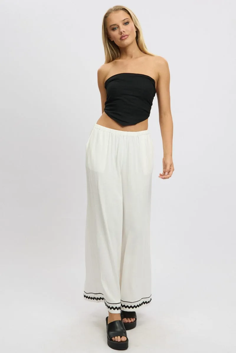 White Wide Leg Pants High Rise sold by Ally Fashion product image thumbnail 2