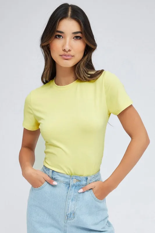 Yellow Supersoft Top Short Sleeve sold by Ally Fashion