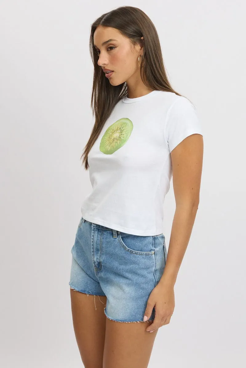 White Graphic Tee Short Sleeve sold by Ally Fashion product image thumbnail 4