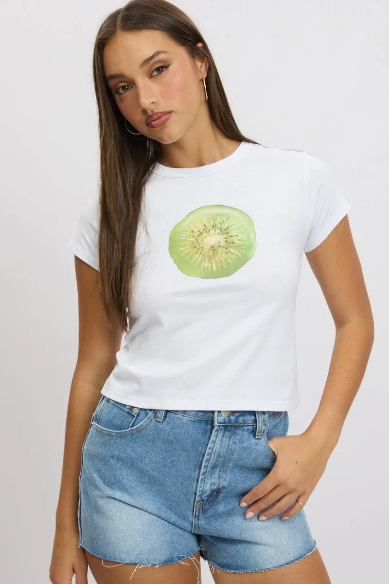 White Graphic Tee Short Sleeve sold by Ally Fashion