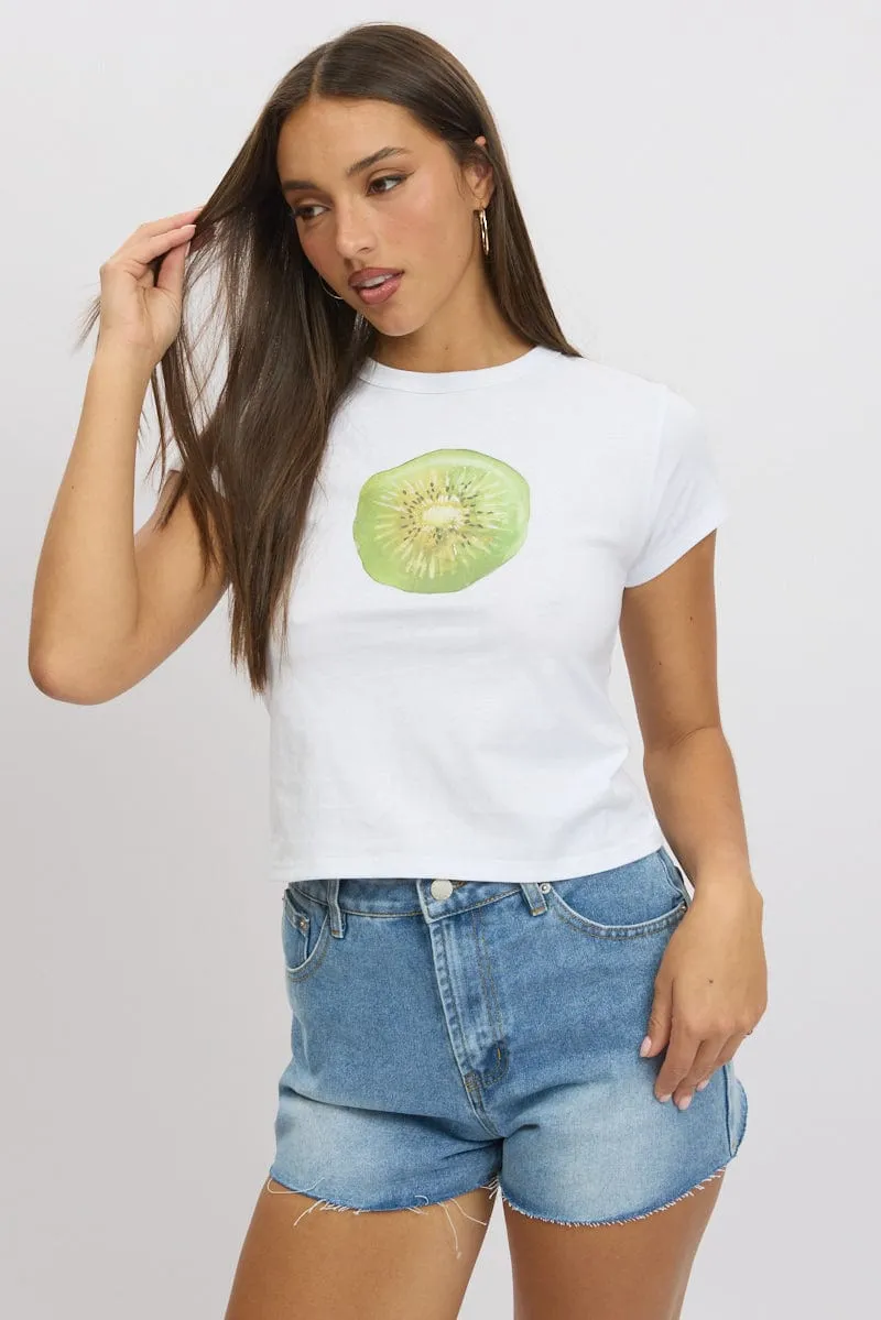 White Graphic Tee Short Sleeve sold by Ally Fashion product image thumbnail 3