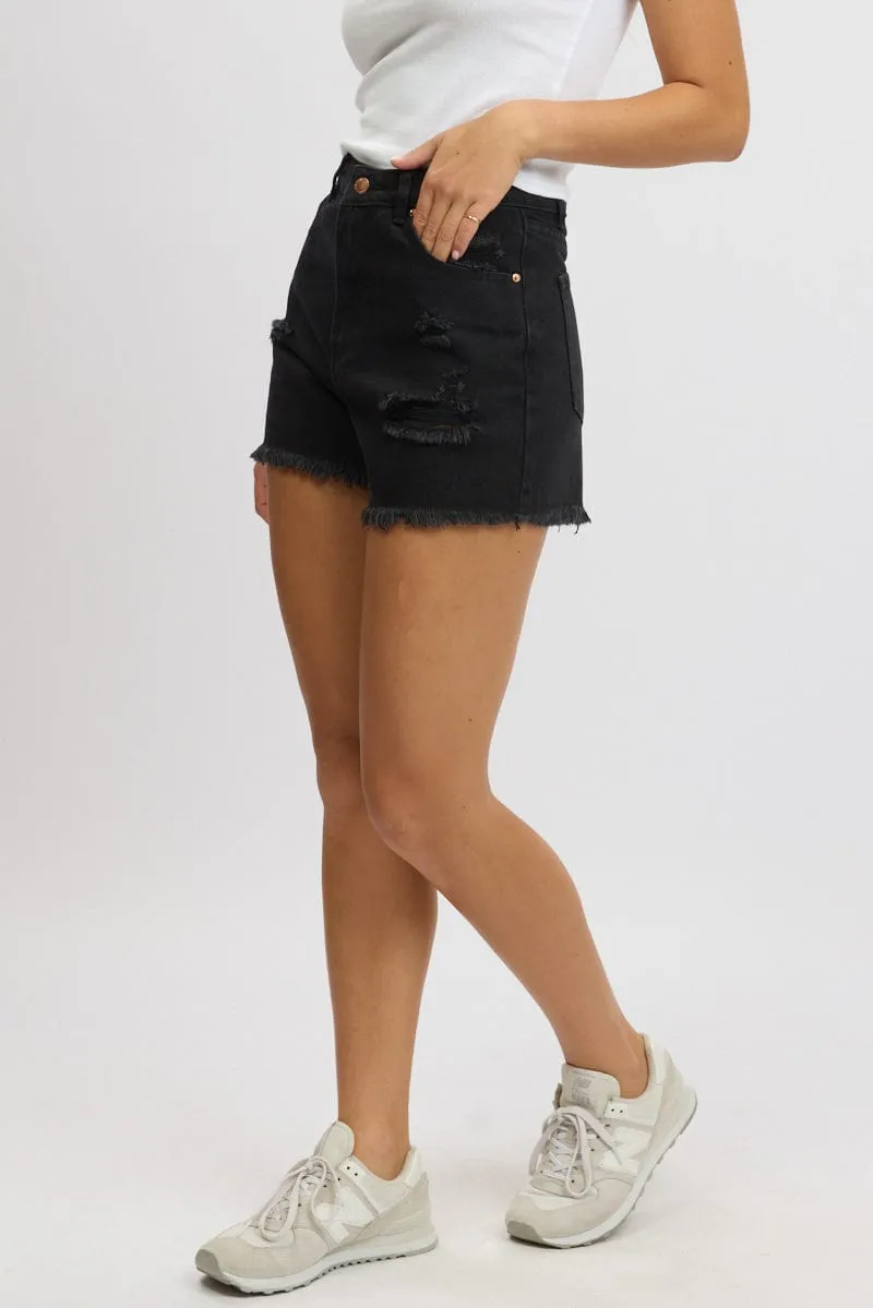 Black Relaxed Short High Rise sold by Ally Fashion product image thumbnail 4