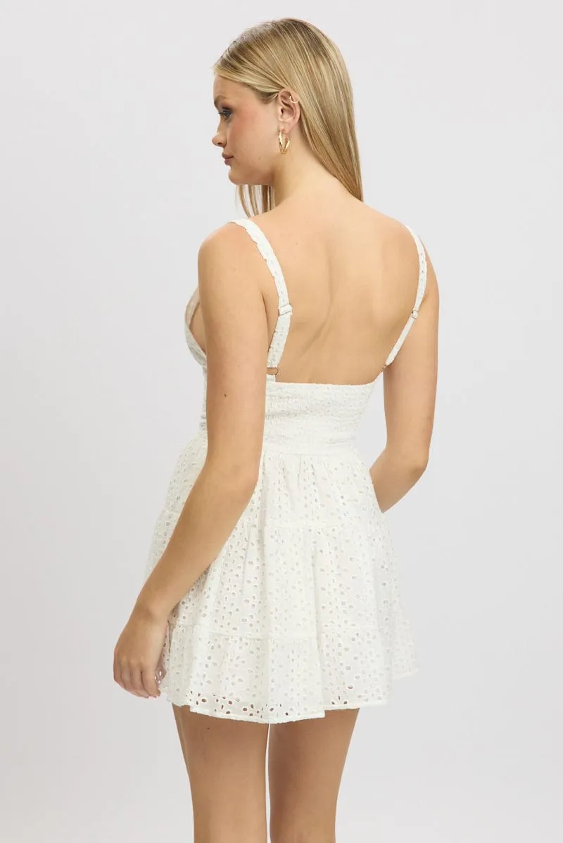 White Fit And Flare Dress Mini Eyelet Fabric sold by Ally Fashion product image thumbnail 5
