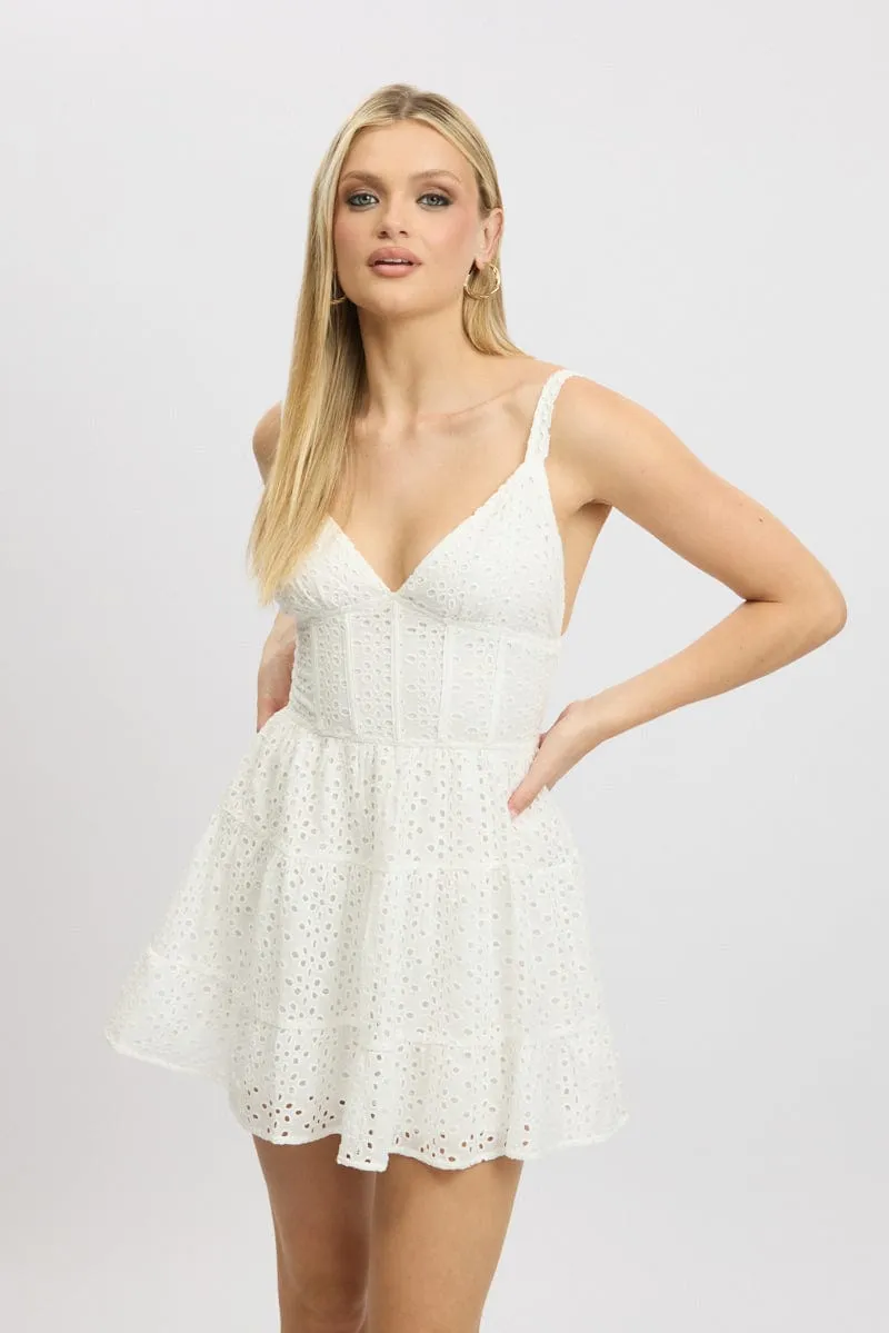 White Fit And Flare Dress Mini Eyelet Fabric sold by Ally Fashion product image thumbnail 3
