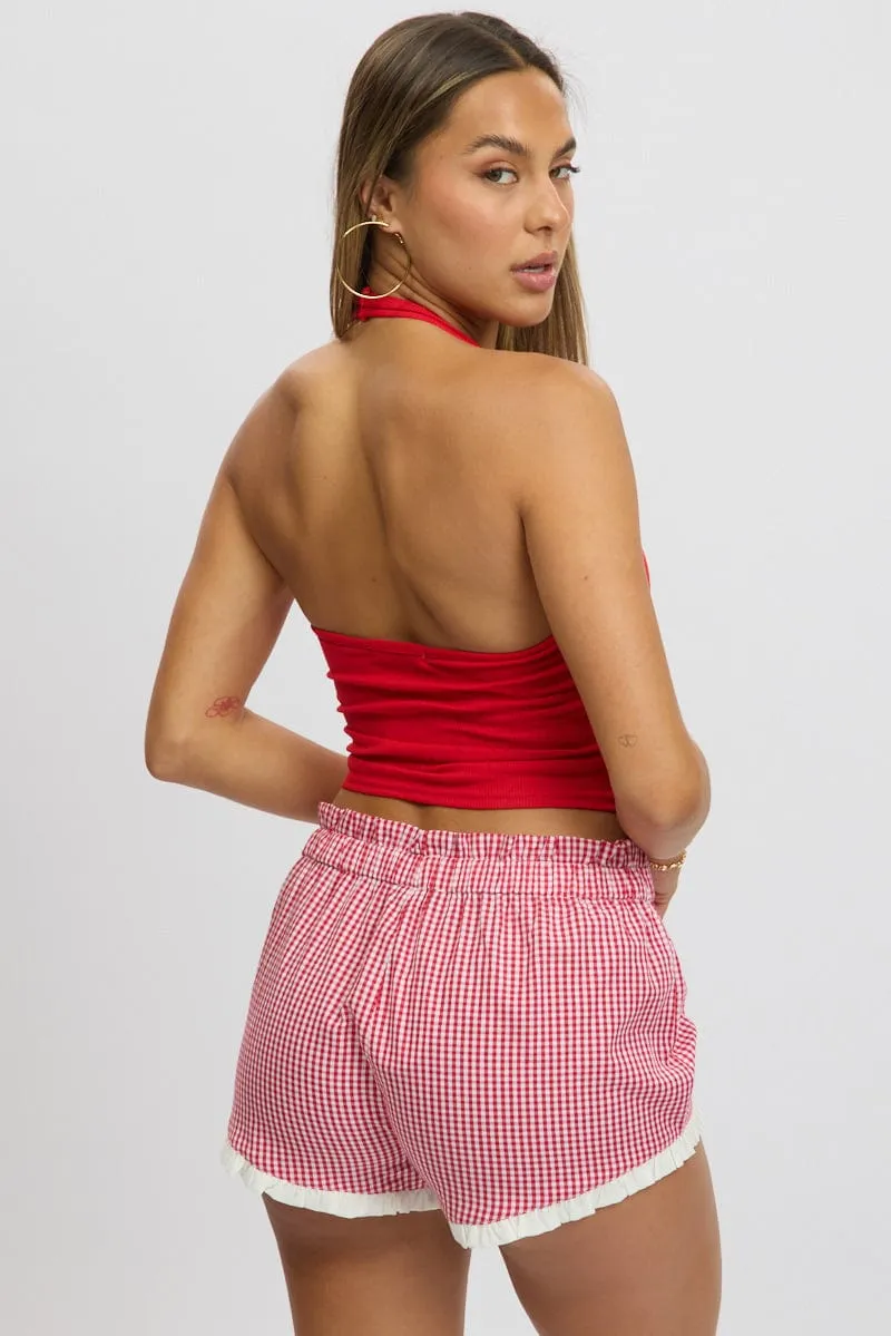 Red Halter Top Sleeveless Rib sold by Ally Fashion product image thumbnail 5