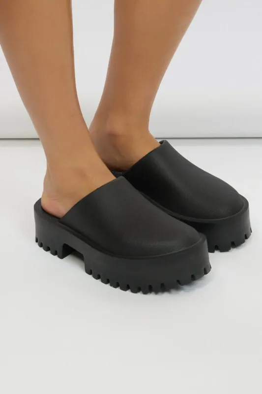Black Chunky Clogs Mules sold by Ally Fashion