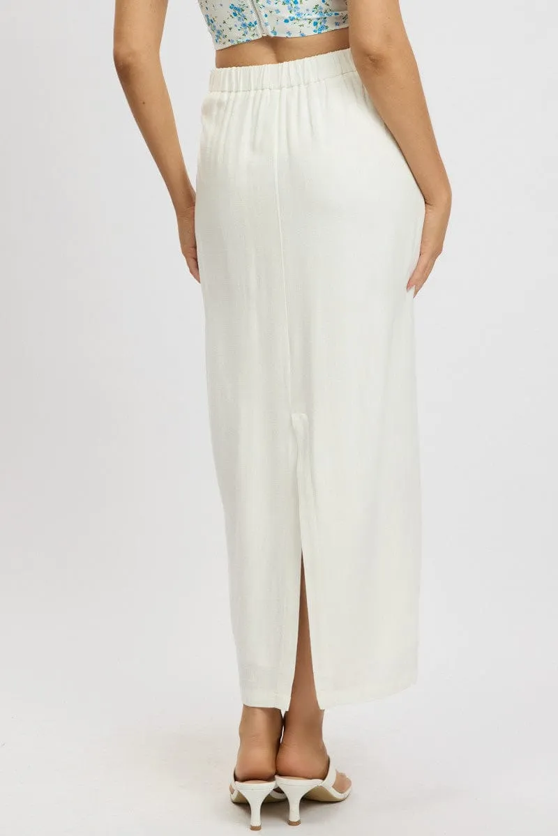 White Maxi Skirt High Rise Linen Blend Pencil sold by Ally Fashion product image thumbnail 5