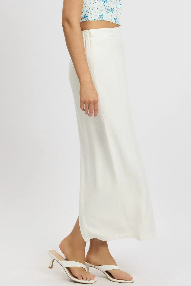 White Maxi Skirt High Rise Linen Blend Pencil sold by Ally Fashion product image thumbnail 4