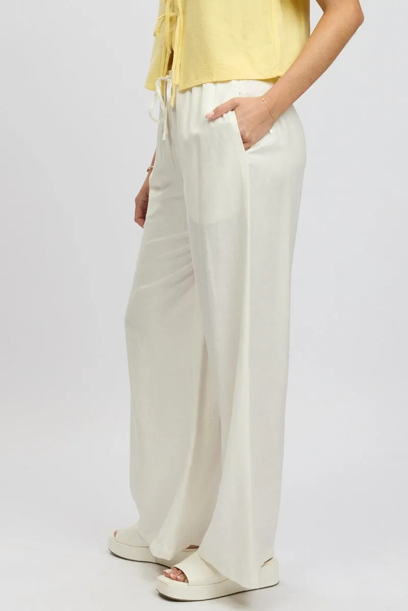 White Wide Leg Pants Elasticated Waist sold by Ally Fashion product image thumbnail 4