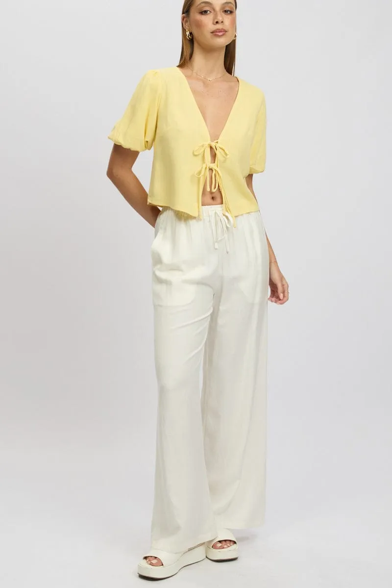 White Wide Leg Pants Elasticated Waist sold by Ally Fashion