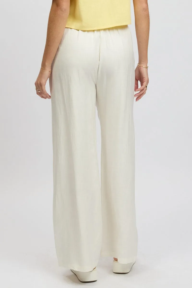 White Wide Leg Pants Elasticated Waist sold by Ally Fashion product image thumbnail 5