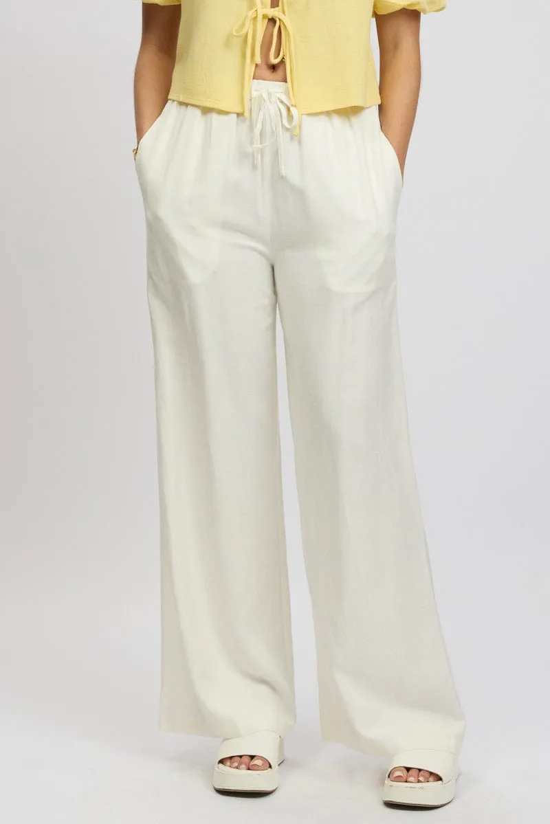 White Wide Leg Pants Elasticated Waist sold by Ally Fashion product image thumbnail 2