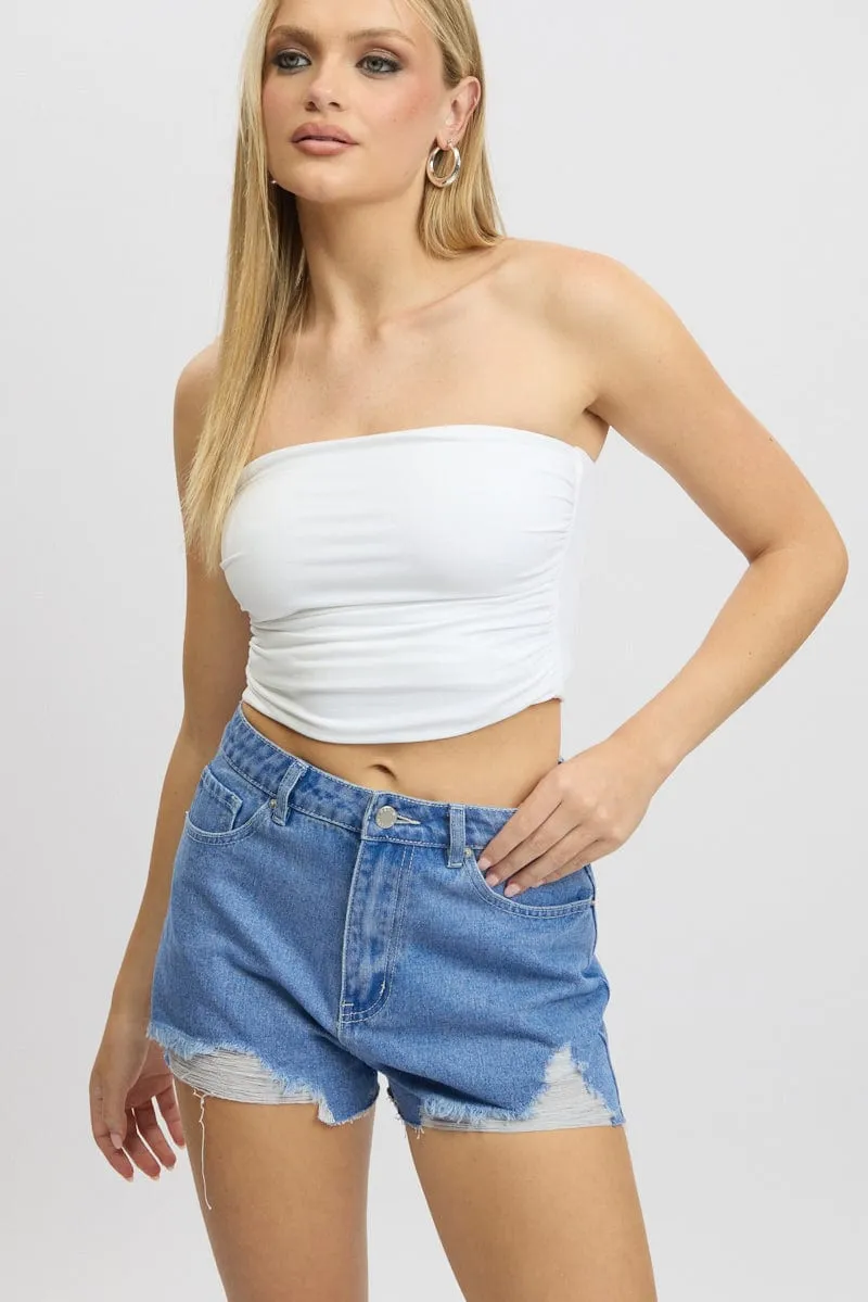 Blue Relaxed Shorts HIgh Rise sold by Ally Fashion