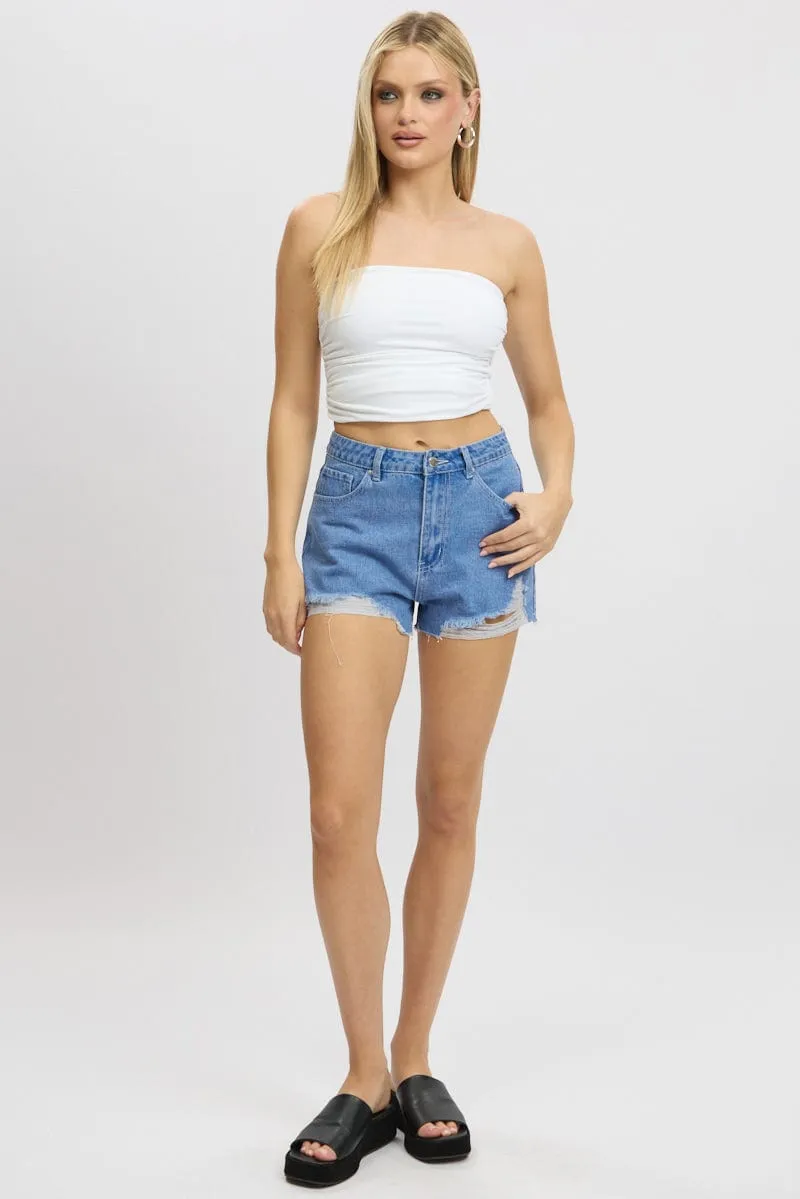 Blue Relaxed Shorts HIgh Rise sold by Ally Fashion product image thumbnail 2
