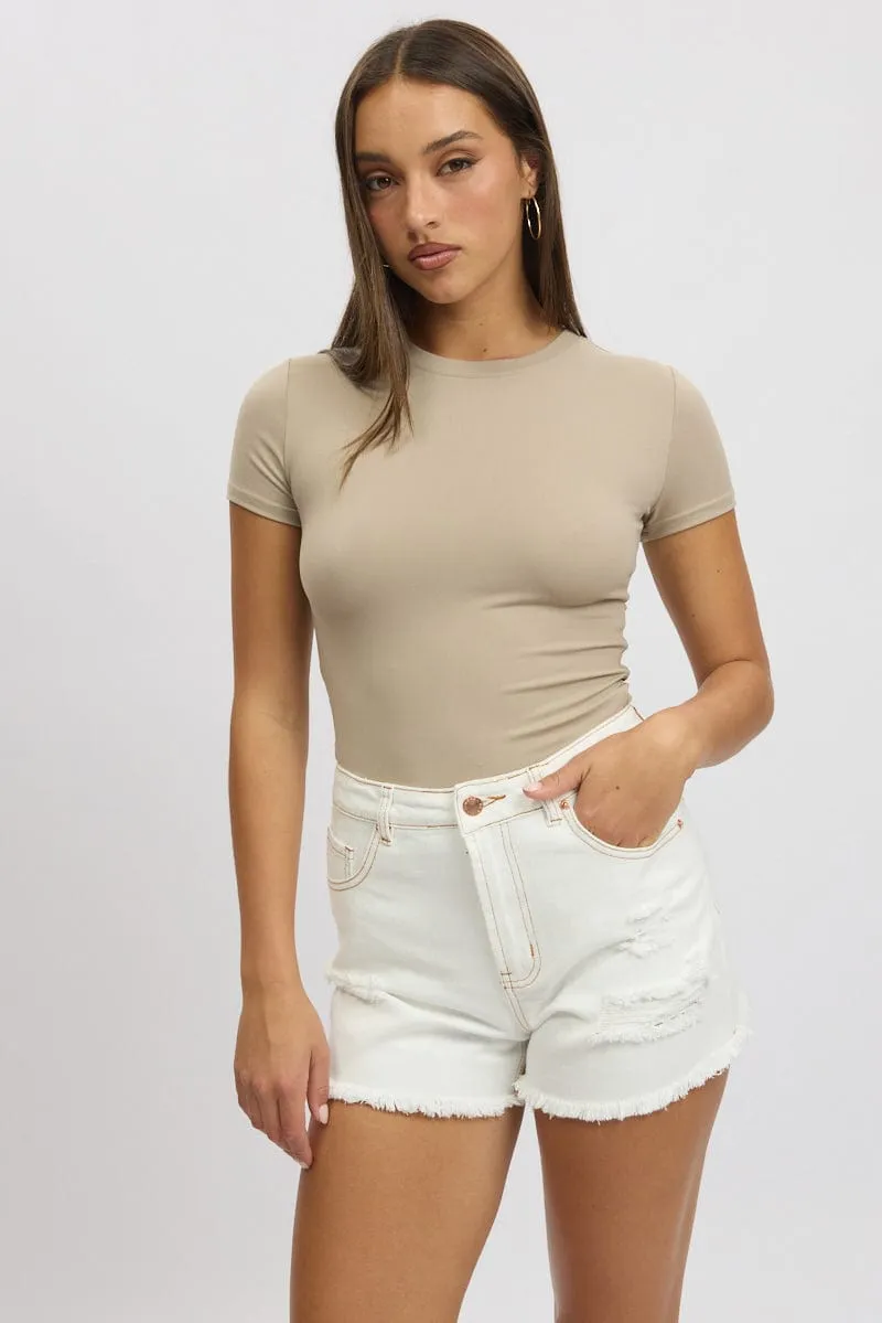 White Relaxed Shorts High Rise sold by Ally Fashion product image thumbnail 2