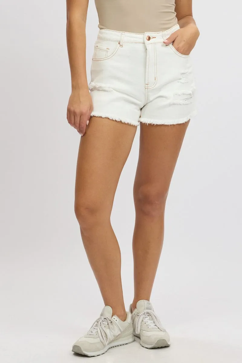 White Relaxed Shorts High Rise sold by Ally Fashion
