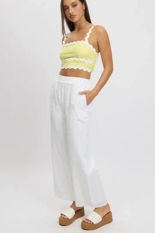 White Wide Leg Pants Elasticated Waist sold by Ally Fashion